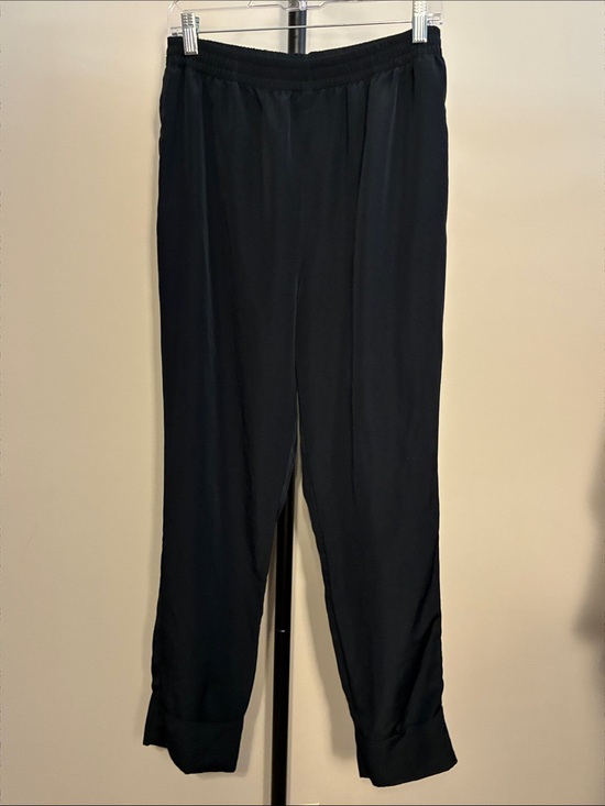 Duro Olowu Pants - Duro Olowu Black Straight-Leg Women's Elastic-Waist Cuffed Pull On Pants Small
